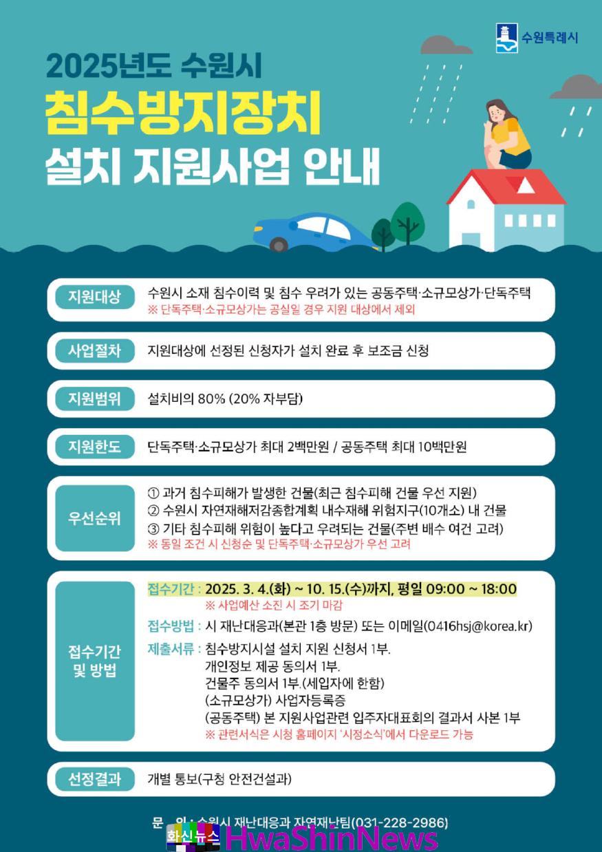 3. 수원시, 침수방지장치 설치 지원…최대 80% 보조금.jpg